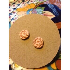 Crochet Button Earrings ~ Baby Pink ~ Crochet Boho Studs